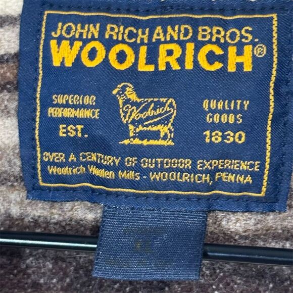 Woolrich Womens Wool Jacket Medium Striped Brown Cream Corduroy Collar USA Made - Picture 8 of 10